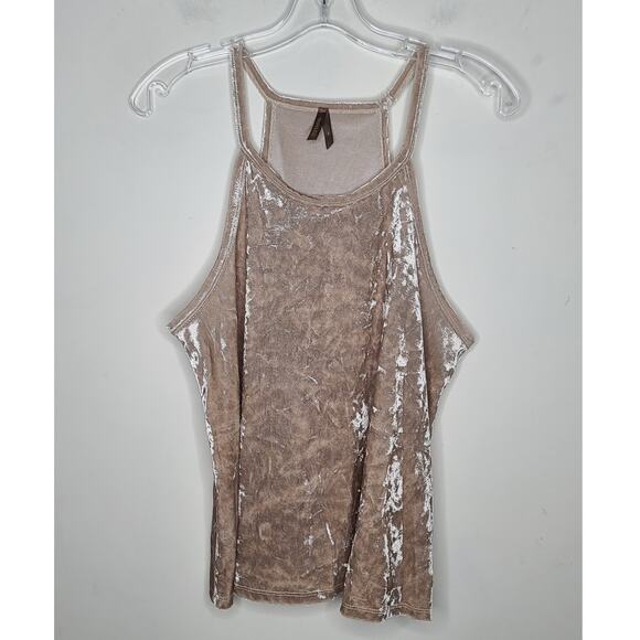 Stetson cream beige crushed velvet flowy tank top - small - Picture 1 of 5